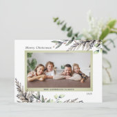 クリスマス冬の緑3枚の写真メッセージ シーズンカード (スタンド正面)