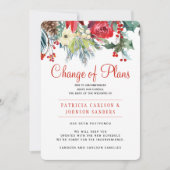 クリスマス冬の花卉結婚式計画変更 招待状 (正面)