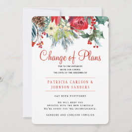 クリスマス冬の花卉結婚式計画変更 招待状