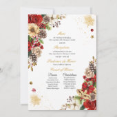クリスマス冬の赤いポインセチアのキンセアニエラ 招待状 (裏面)