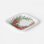 クリスマス冬の赤い実と緑の葉 ペーパープレート (傾斜あり)