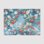 クリスマス冬の赤い果実と松の枝 薄葉紙 (正面)