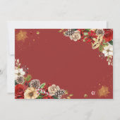 クリスマス冬の赤い金ゴールドポインセチア日付を保存 招待状 (裏面)