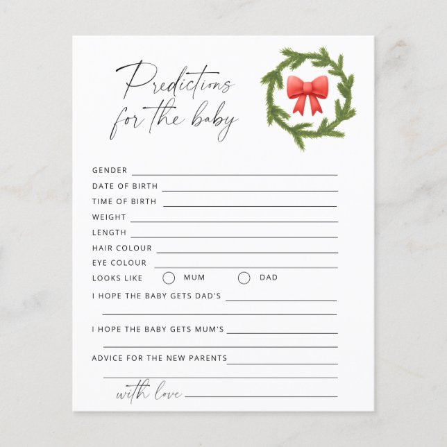 クリスマス冬の赤ちゃん予測とアドバイス (正面)