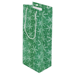 クリスマス冬の雪が降る緑 ワインギフトバッグ