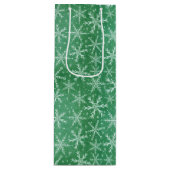 クリスマス冬の雪が降る緑 ワインギフトバッグ (正面)