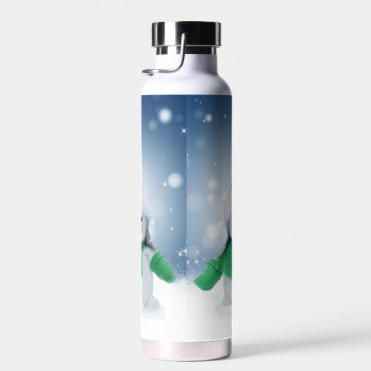 クリスマス冬の雪だるま スリップリージョー 緑のマフラー m ウォーターボトル (右面)