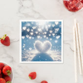 クリスマス冬の雪のハート スタンダードカクテルナプキン (インサイチュ)