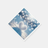 クリスマス冬の雪のハート スタンダードカクテルナプキン (角)
