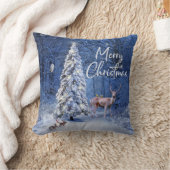 クリスマス冬の雪の木のライト クッション (ブランケット)