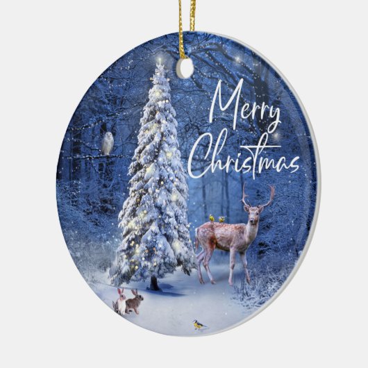 クリスマス冬の雪の木のライト セラミックオーナメント (左)