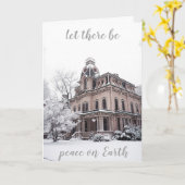 クリスマス冬の雪の歴史的建造物 カード (黄色い花)