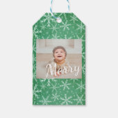 クリスマス冬の雪の結晶が落ちる写真 ギフトタグ (正面)