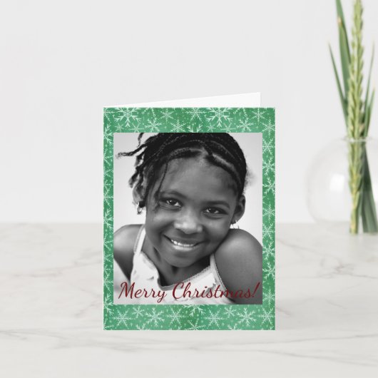 クリスマス冬の雪の降るグリーン写真 ノートカード (正面)