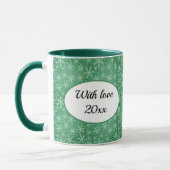 クリスマス冬の雪の降るグリーン写真 マグカップ (左)