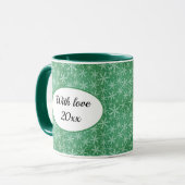 クリスマス冬の雪の降るグリーン写真 マグカップ (正面左)