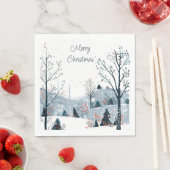 クリスマス冬の雪の風景メリークリスマス スタンダードランチョンナプキン (インサイチュ)