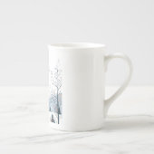 クリスマス冬の雪の風景メリークリスマス ボーンチャイナマグカップ (右)