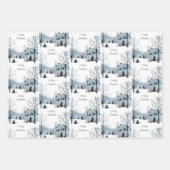 クリスマス冬の雪の風景メリークリスマス ラッピングペーパーシート (正面)