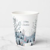 クリスマス冬の雪の風景メリークリスマス 紙コップ (裏面)