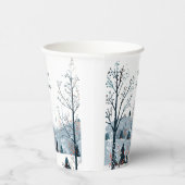 クリスマス冬の雪の風景メリークリスマス 紙コップ (右)