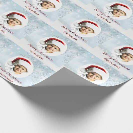 クリスマス冬の雪片の木々の写真 ラッピングペーパー (角)