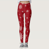 クリスマス冬の雪片グラデーションおもしろいレギンス レギンス (正面)
