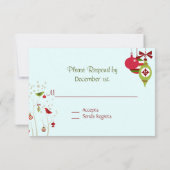 クリスマス冬の鳥の結婚式RSVPカード 出欠カード (裏面)