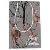 クリスマス冬の鹿と鳥ミディアム抱き枕 ミディアムペーパーバッグ (正面)