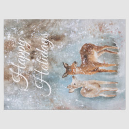 クリスマス冬の鹿の水色 薄葉紙