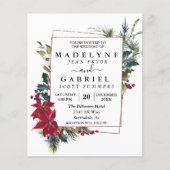 クリスマス冬エレガントポインセチア結婚ブラック チラシ (正面)