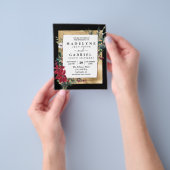 クリスマス冬エレガントポインセチア結婚金ゴールド チラシ (手)