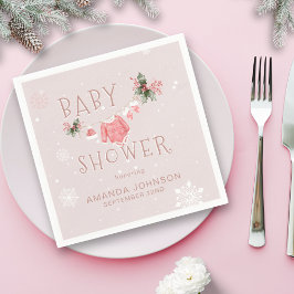 クリスマス冬ベビーシャワー外は寒い スタンダードカクテルナプキン