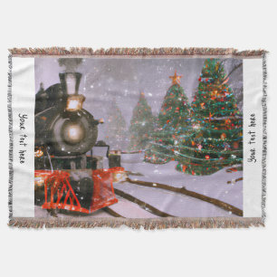 クリスマス冬季の列車 スローブランケット