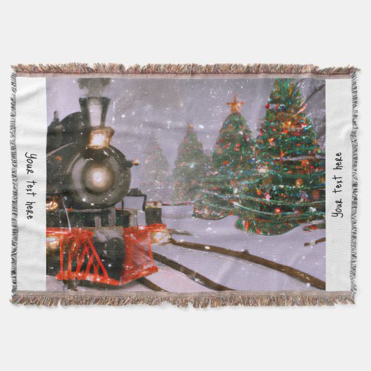 クリスマス冬季の列車 スローブランケット (正面)