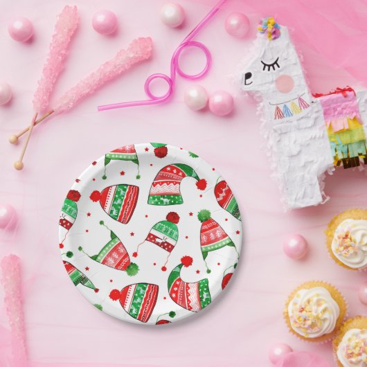 クリスマス冬帽子 |休日 ペーパープレート (パーティー)