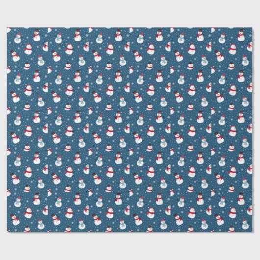 クリスマス冬雪だるまカスタマイズ可能モノグラム ラッピングペーパー (フラット)