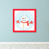 クリスマス冬雪だるま キャンバスプリント (インサイチュ (ウッドフロア))