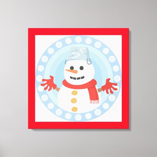クリスマス冬雪だるま キャンバスプリント (正面)