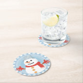 クリスマス冬雪だるま ラウンドペーパーコースター (インサイチュ)