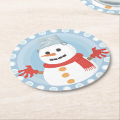 クリスマス冬雪だるま ラウンドペーパーコースター (アングル)