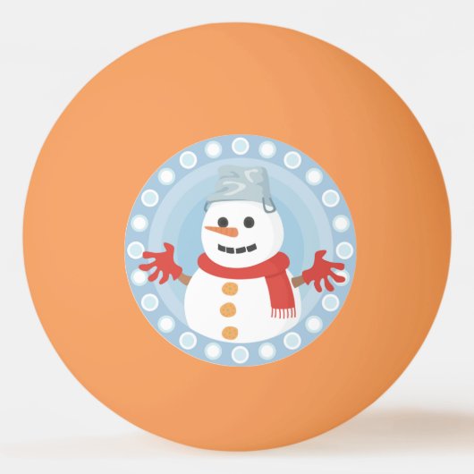 クリスマス冬雪だるま 卓球ボール (正面)
