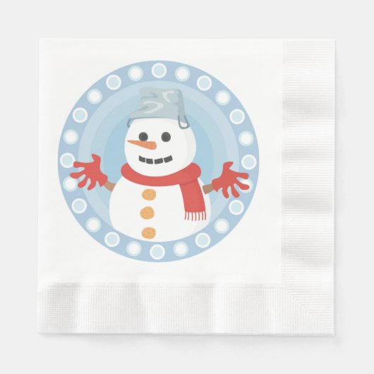 クリスマス冬雪だるま 縁ありランチョンナプキン (正面)