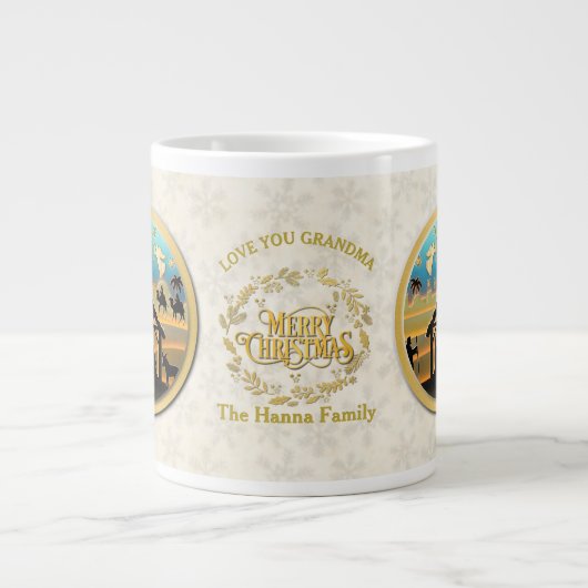 クリスマス出生と愛おばあちゃん ジャンボコーヒーマグカップ (正面)