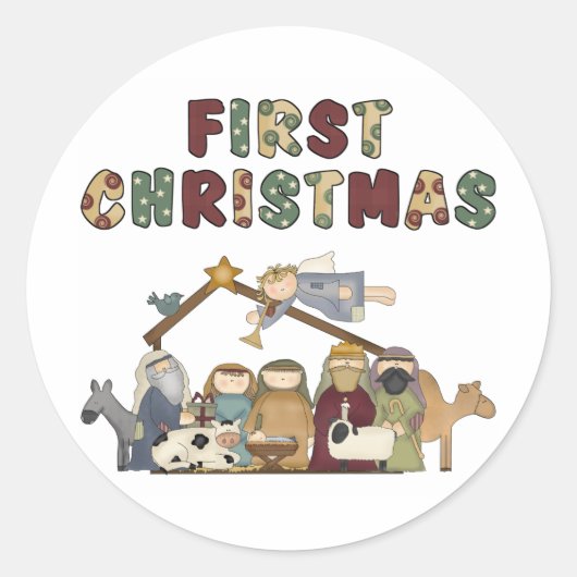 クリスマス出生のステッカー ラウンドシール (正面)