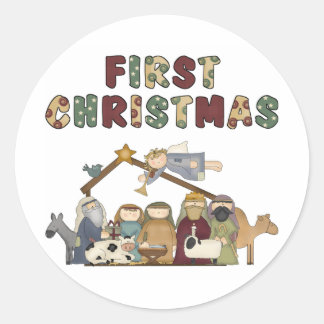 クリスマス出生のステッカー ラウンドシール