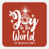 クリスマス出生の世界への喜び赤と白 スクエアシール (正面)