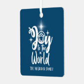 クリスマス出生の喜びワールドブルー&ホワイト メタルオーナメント (正面左)