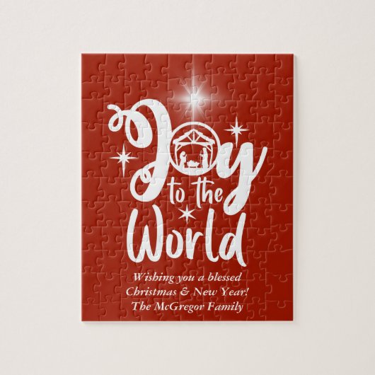 クリスマス出生の喜び世界赤と白 ジグソーパズル (縦)