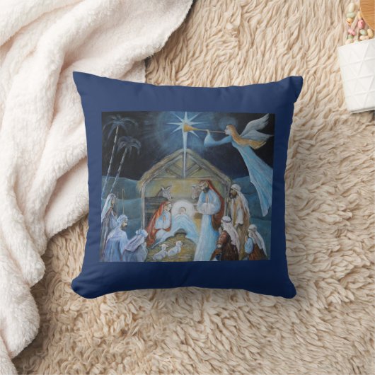 クリスマス出生アングルトランペット誕生のイエス クッション (ブランケット)